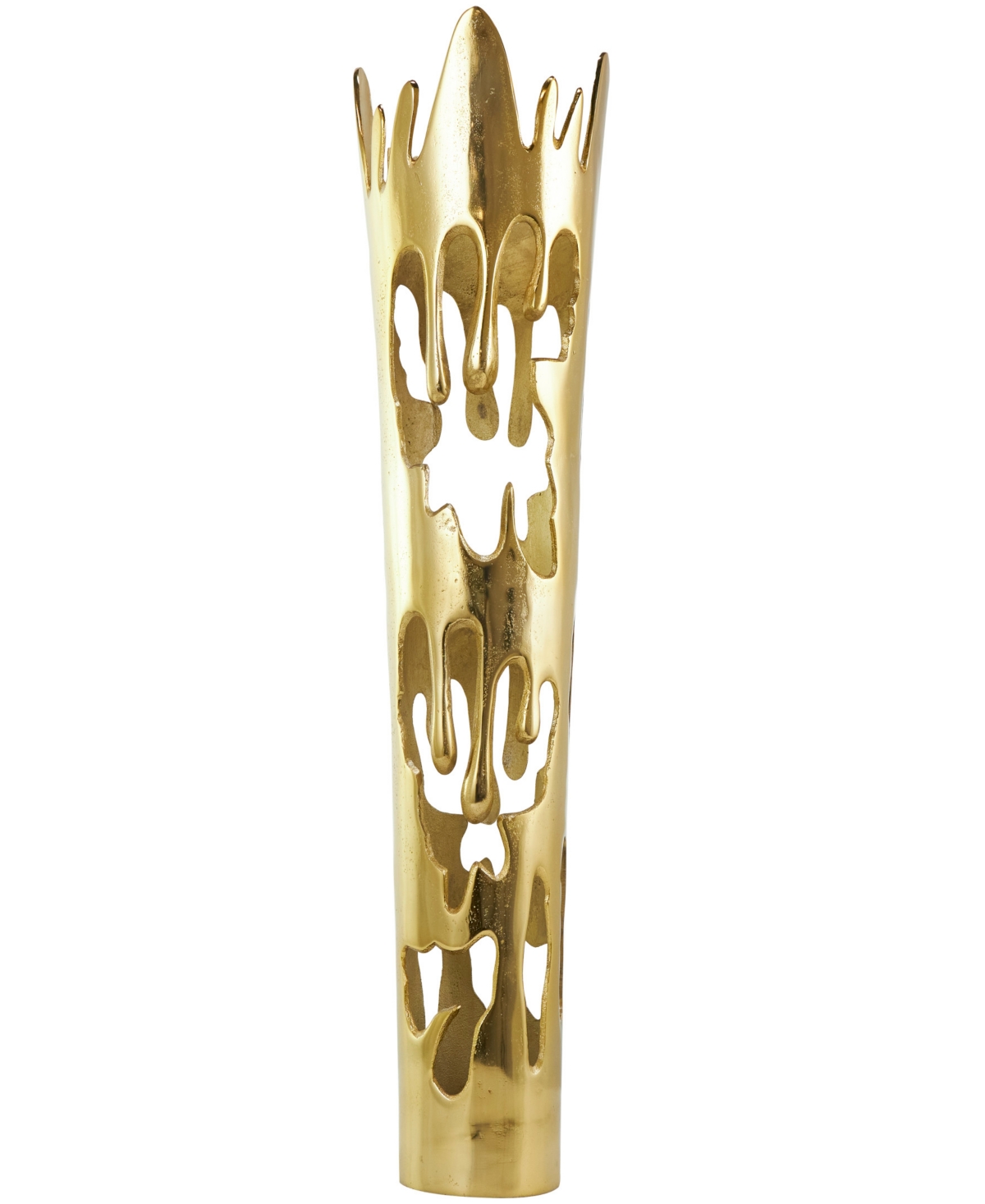 Rosemary Lane Aluminum Drip Vase With Melting Designed Body, 9" X 8" X 31" In Gold