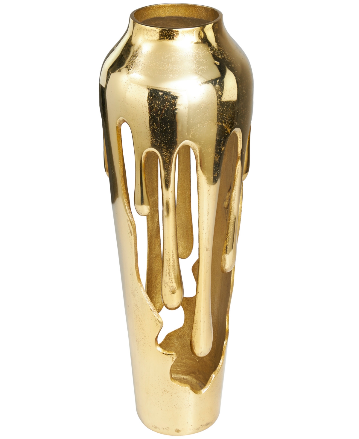 Rosemary Lane Aluminum Drip Vase With Melting Designed Body, 8" X 8" X 19" In Gold