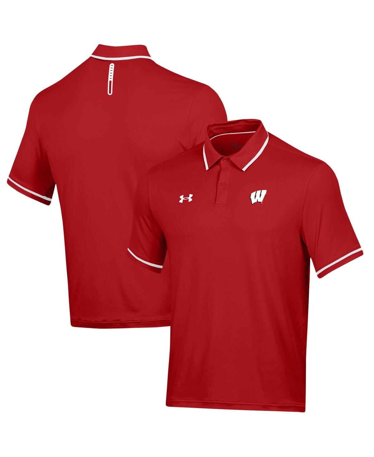Shop Under Armour Men's  Red Wisconsin Badgers T2 Tipped Performance Polo Shirt