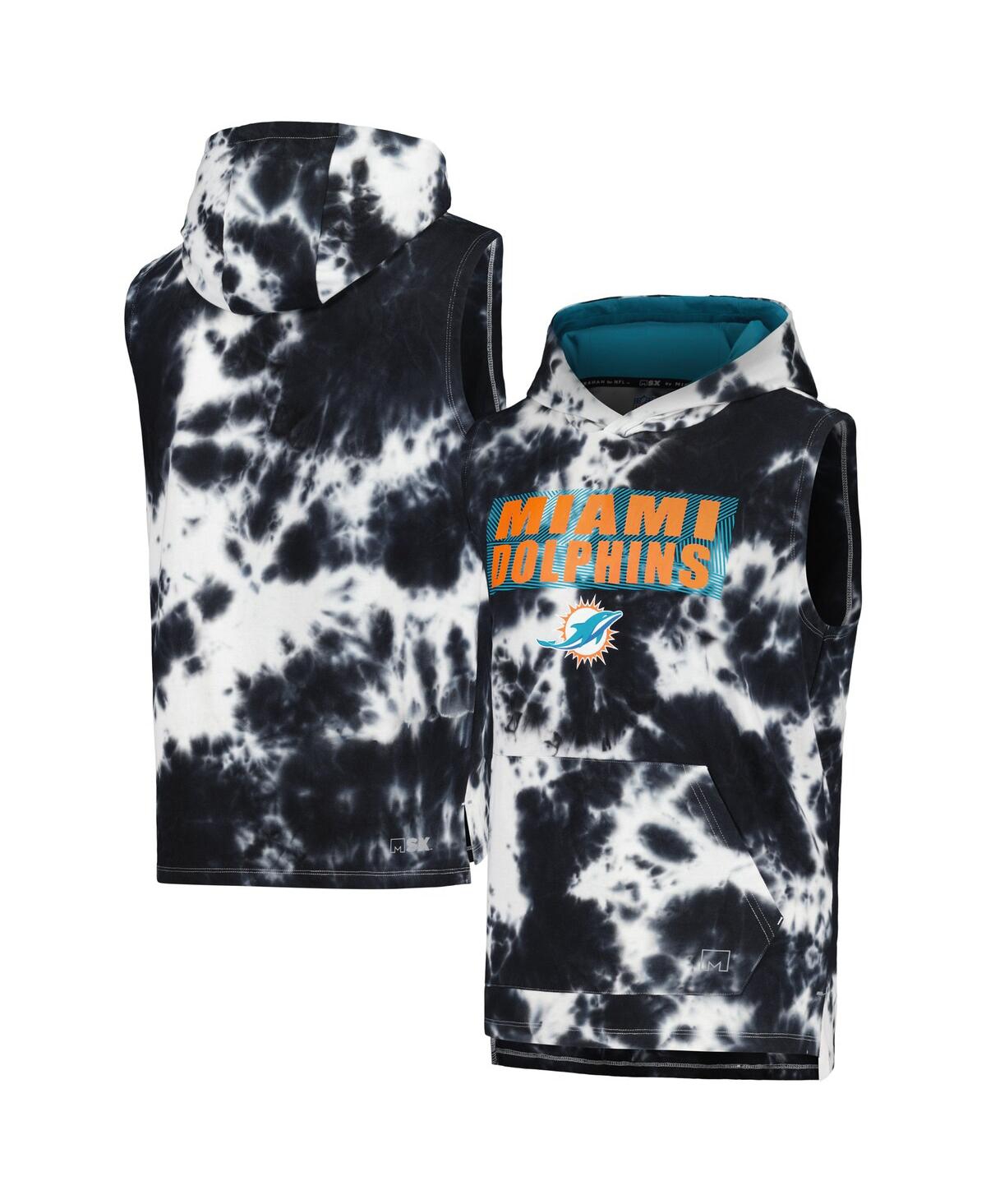 Msx By Michael Strahan Men's  Black Miami Dolphins Resistance Sleeveless Pullover Hoodie