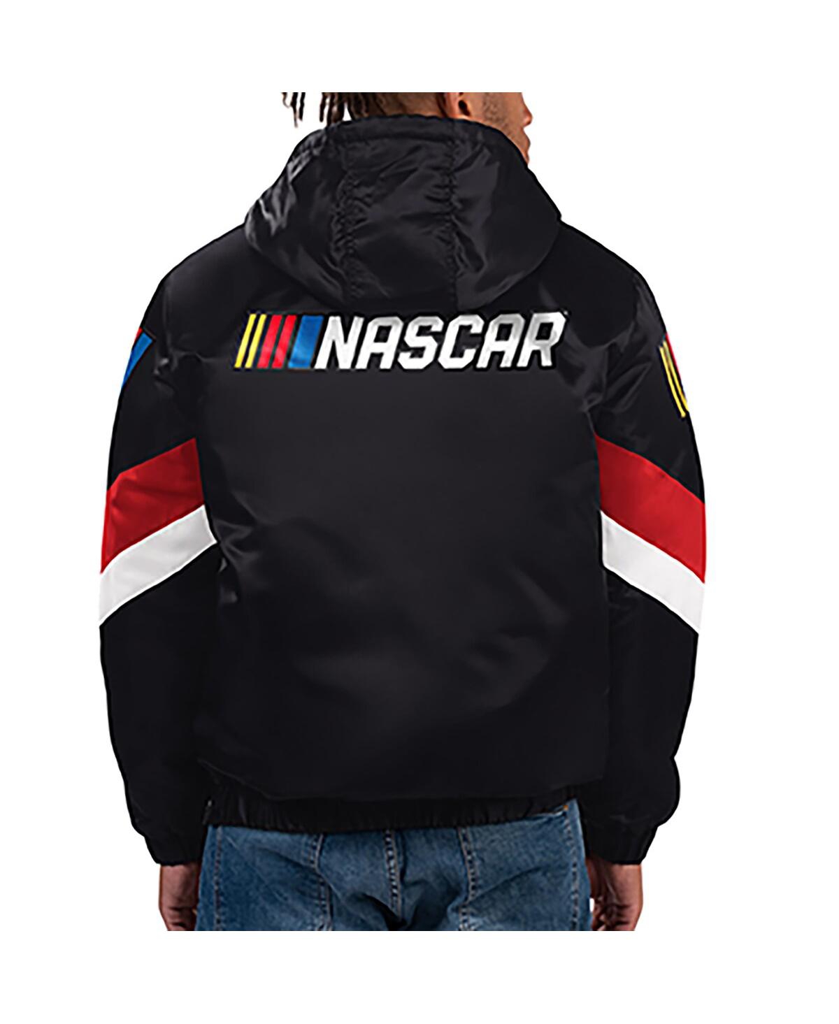 Men's StarterNascar Home Team Satin Half-Zip Hoodie Jacket - Black