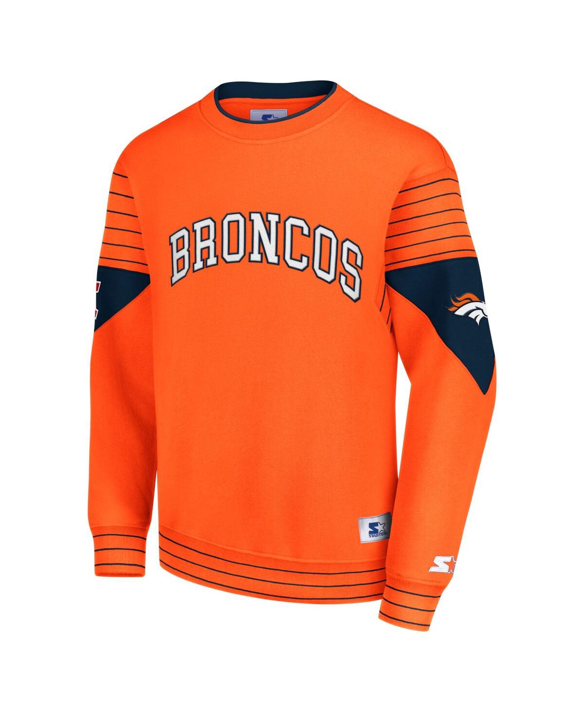 Shop Starter Men's  Orange Denver Broncos Face-off Pullover Sweatshirt
