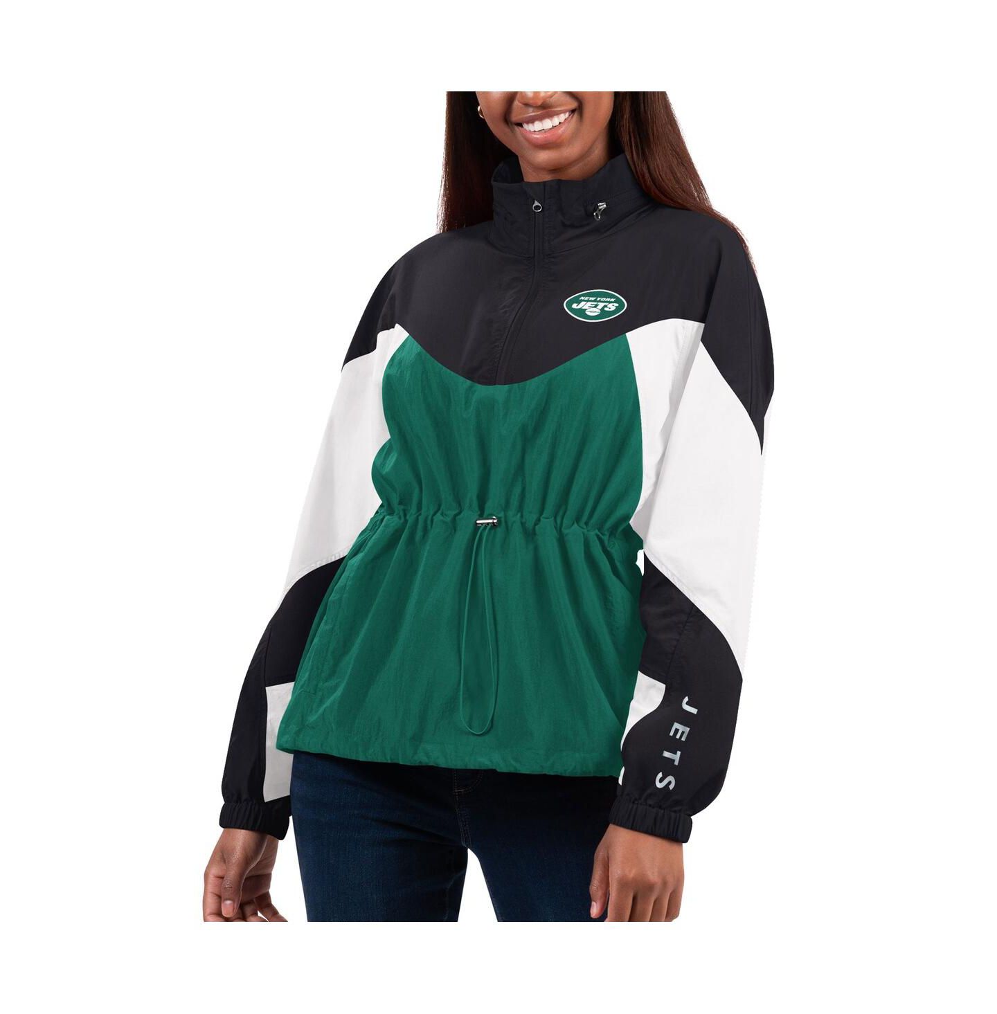 Женская куртка G-III 4Her by Carl Banks Green, Black New York Jets Tie Breaker Lightweight Quarter-Zip — фото 1