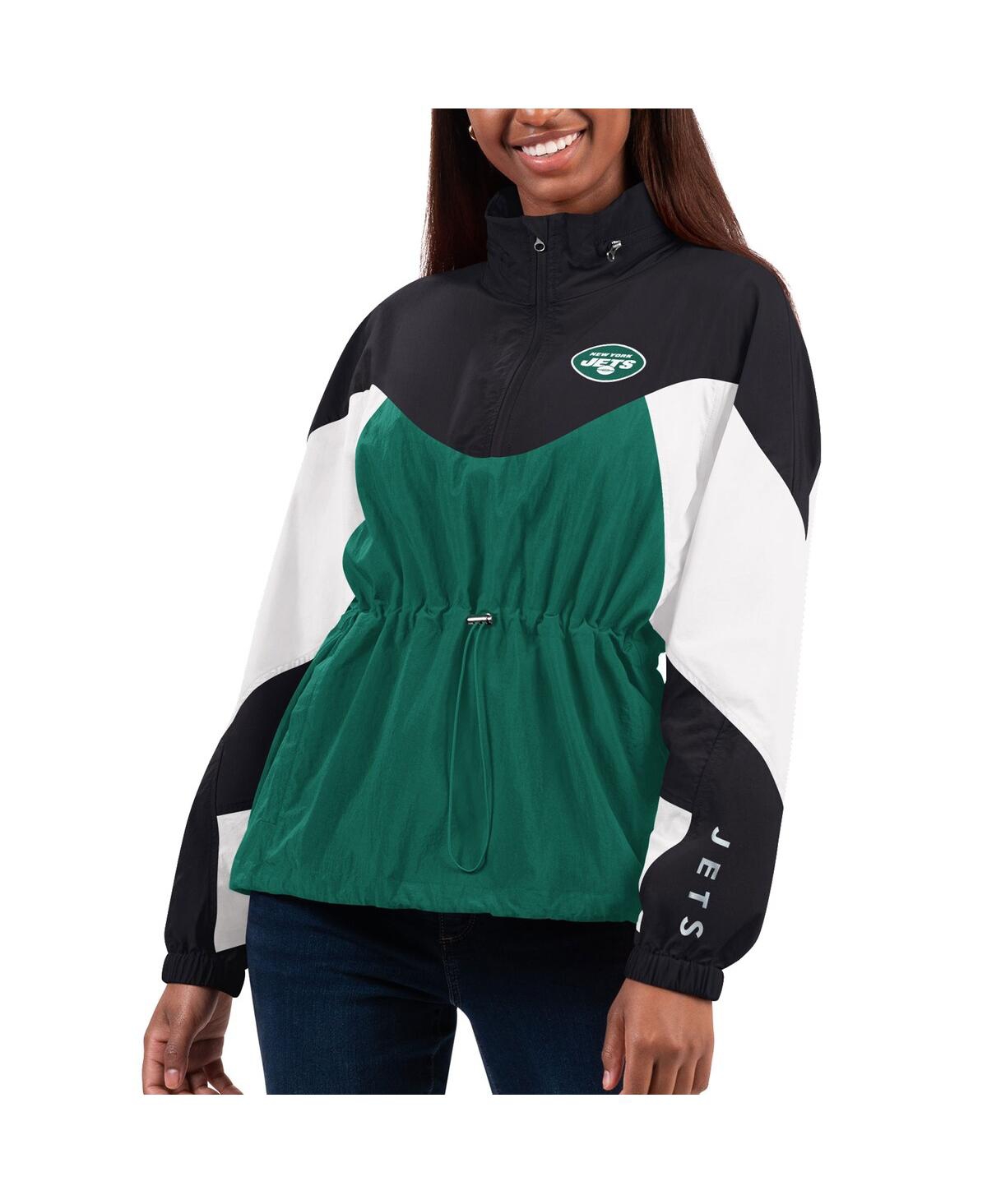 Shop G-iii 4her By Carl Banks Women's  Green, Black New York Jets Tie Breaker Lightweight Quarter-zip Jack In Green,black