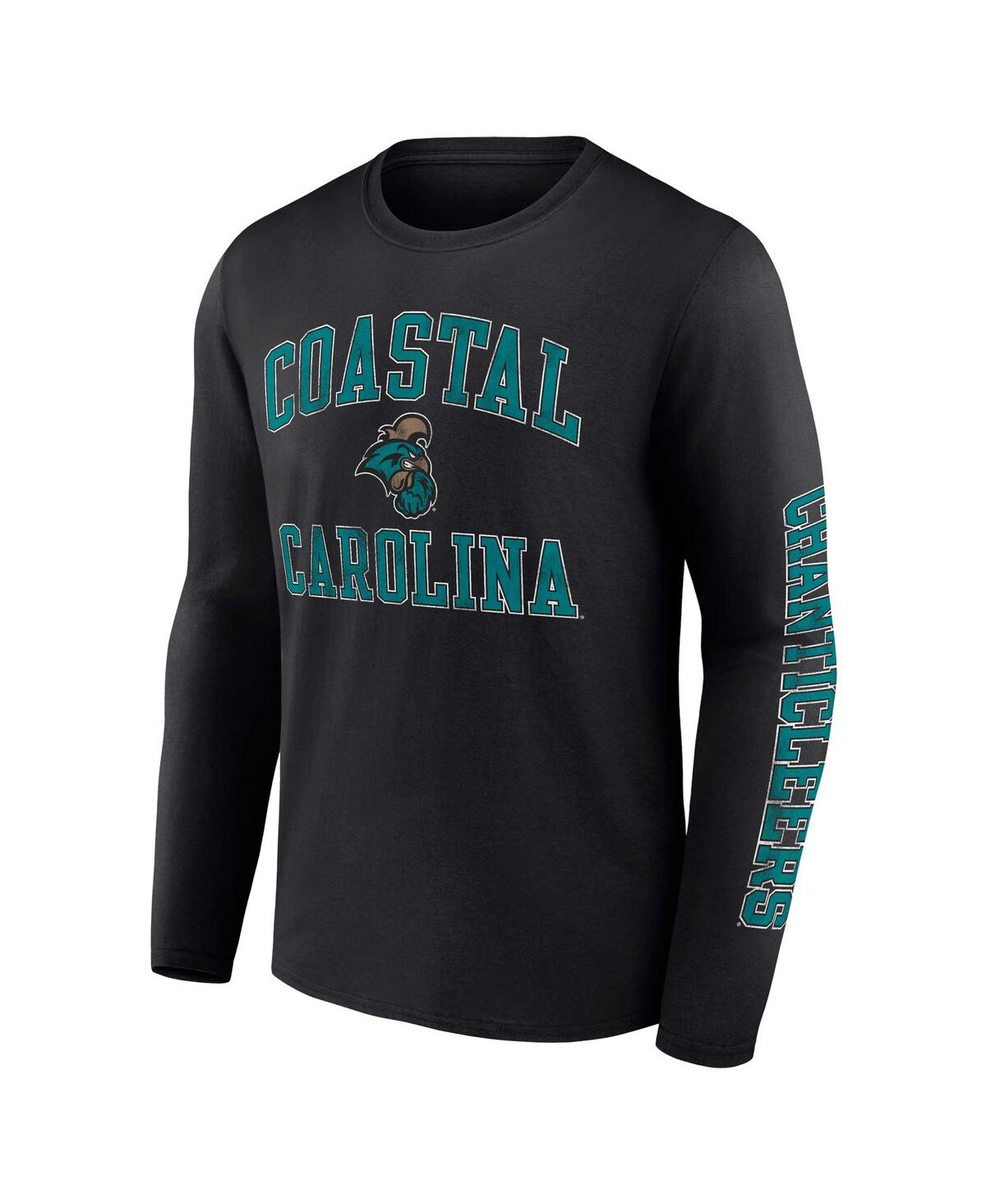 Fanatics Men's  Black Coastal Carolina Chanticleers Distressed Arch Over Logo Long Sleeve T-shirt In Black