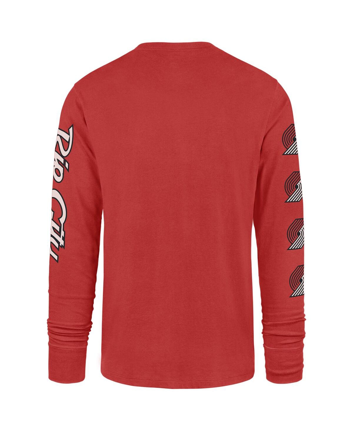 Shop 47 Brand Men's ' Red Portland Trail Blazers 2023/24 City Edition Triplet Franklin Long Sleeve T-shirt