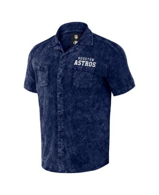 Men's Darius Rucker Collection by Navy Distressed Houston Astros Denim Team Color Button-Up Shirt