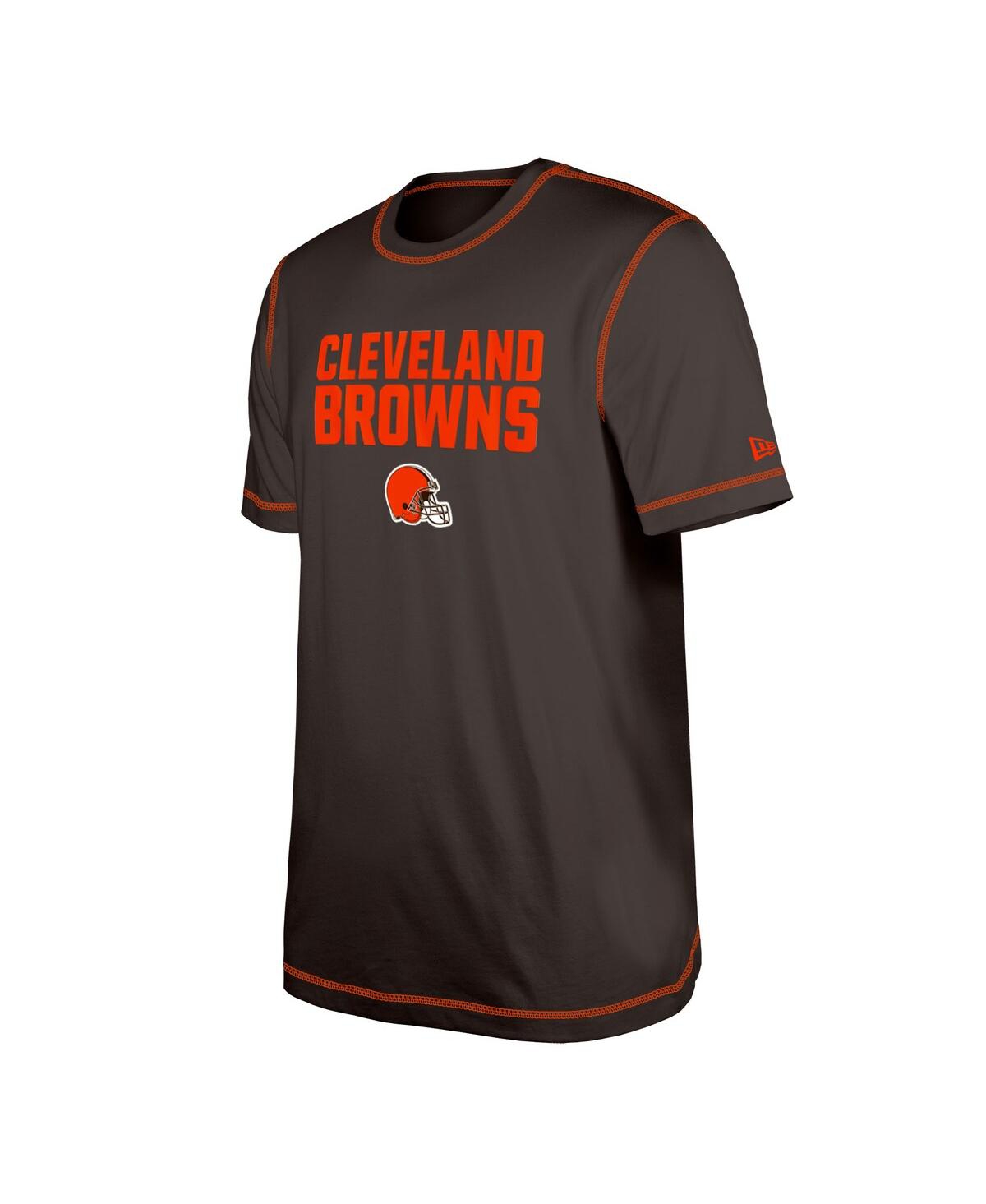 Shop New Era Men's  Brown Cleveland Browns Third Down Puff Print T-shirt