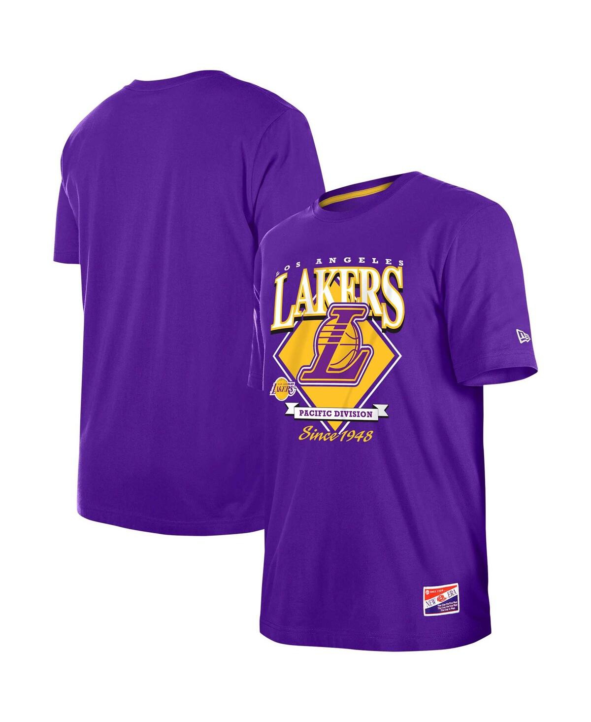 Shop New Era Men's  Purple Los Angeles Lakers Throwback T-shirt