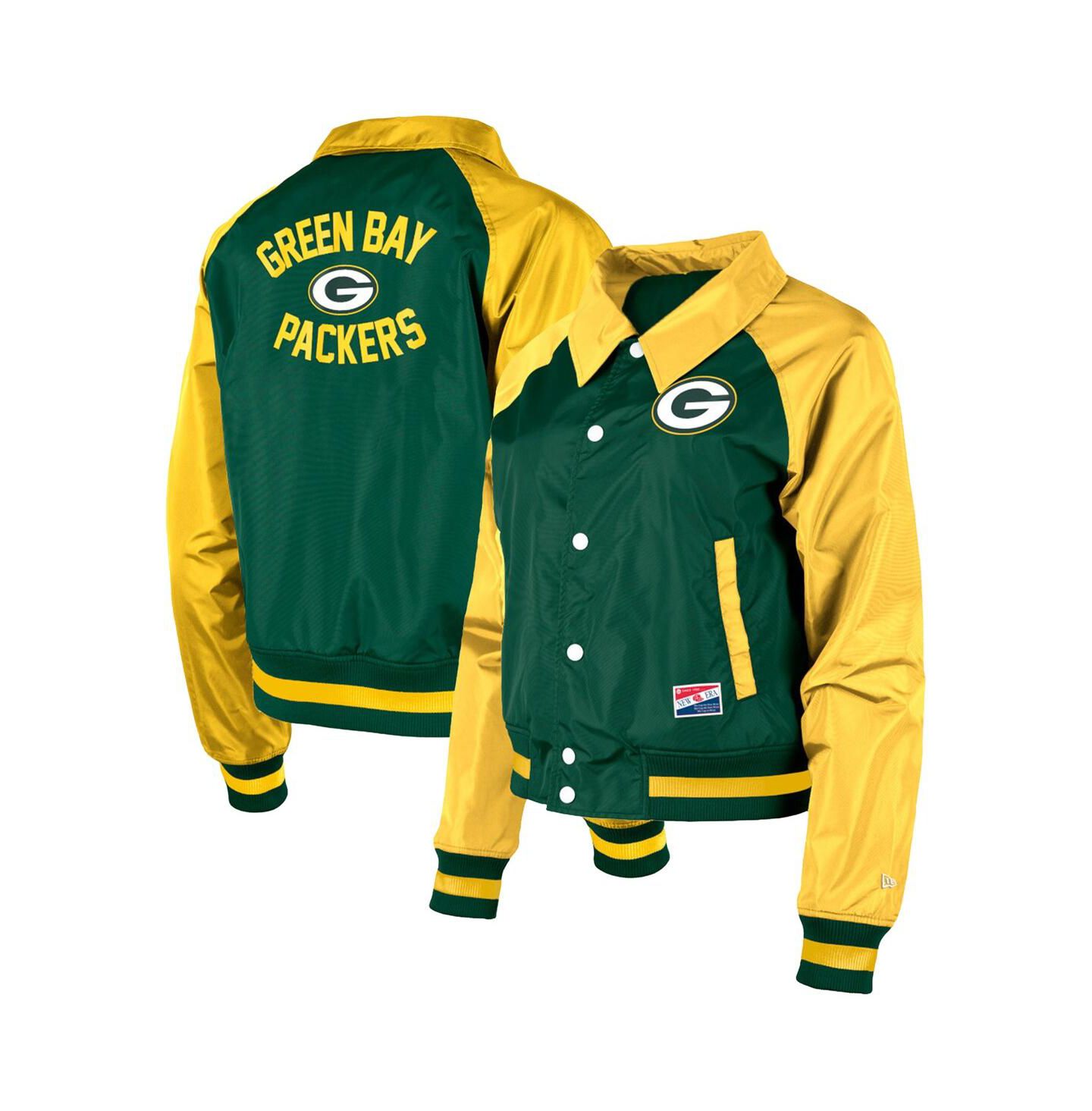 Женская куртка New Era Green Green Bay Packers Coaches Raglan Full-Snap — фото 1