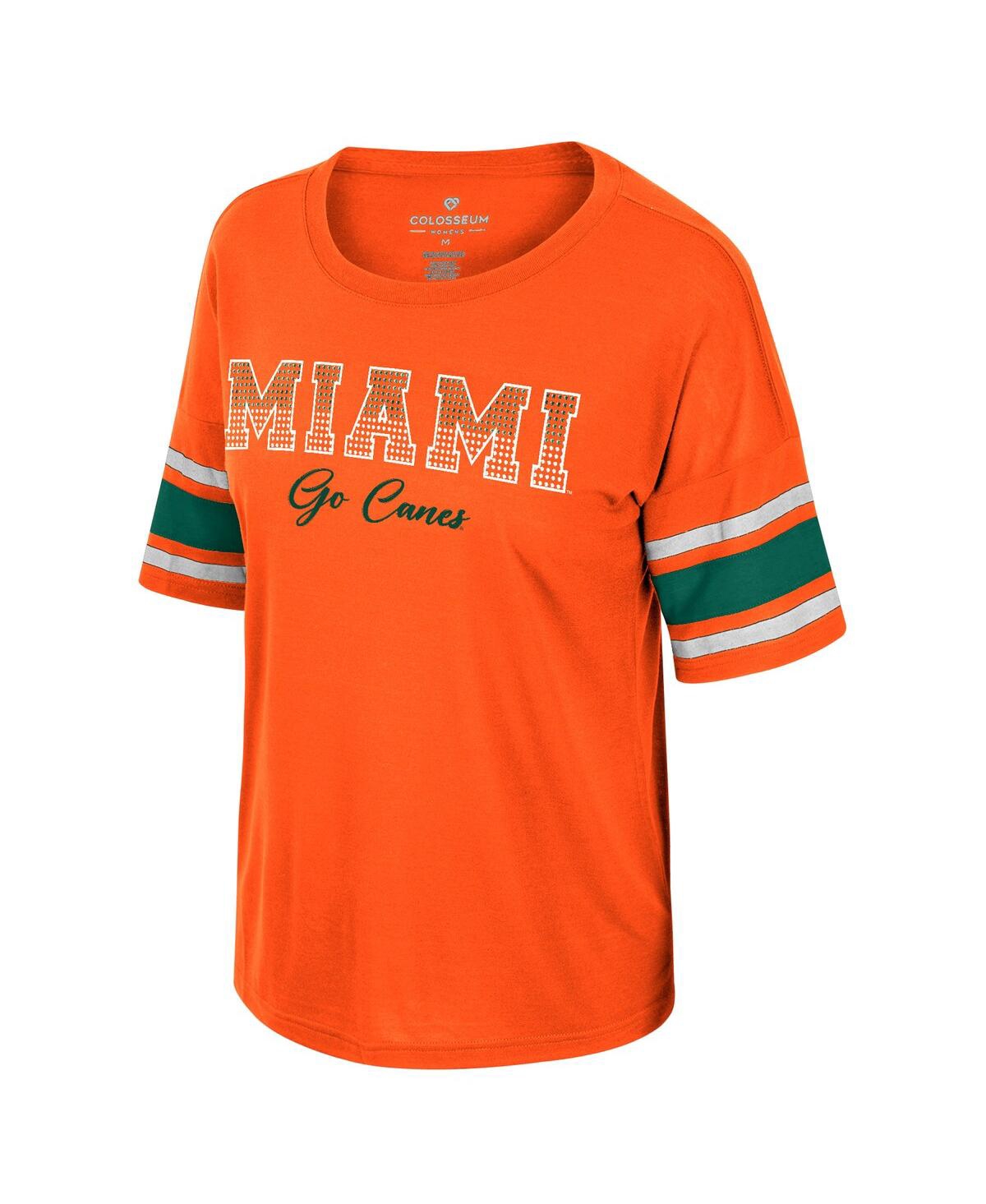 Shop Colosseum Women's  Orange Miami Hurricanes I'm Gliding Here Rhinestone T-shirt