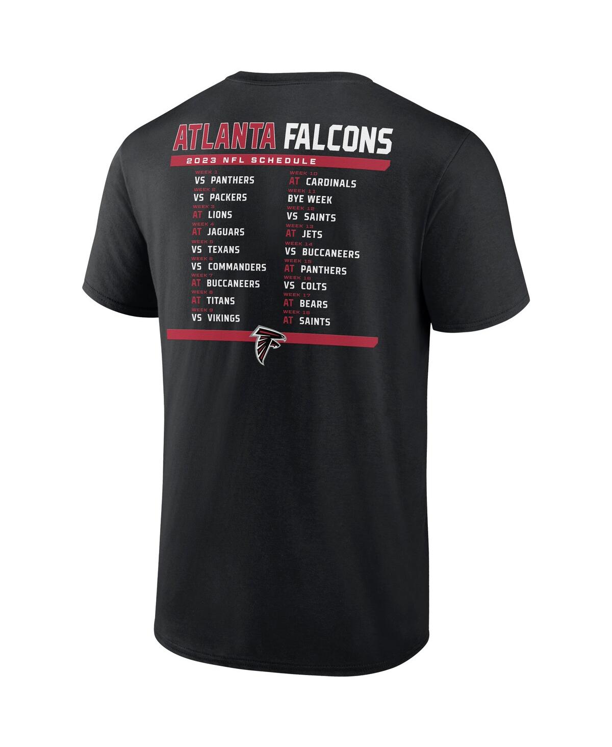 Shop Fanatics Men's  Black, White Atlanta Falcons Two-pack 2023 Schedule T-shirt Combo Set In Black,white