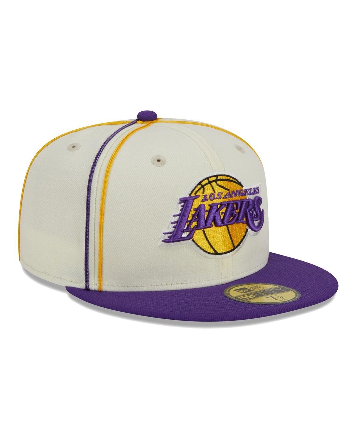 Men's New Era Purple Los Angeles Lakers Piping 2-Tone 59FIFTY Fitted Hat - Purple