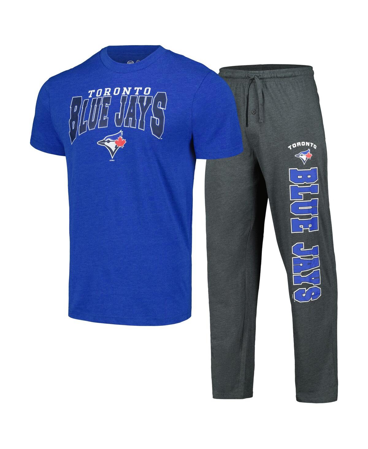 Concepts Sport Men's  Charcoal, Royal Toronto Blue Jays Meter T-shirt And Pants Sleep Set In Charcoal,royal