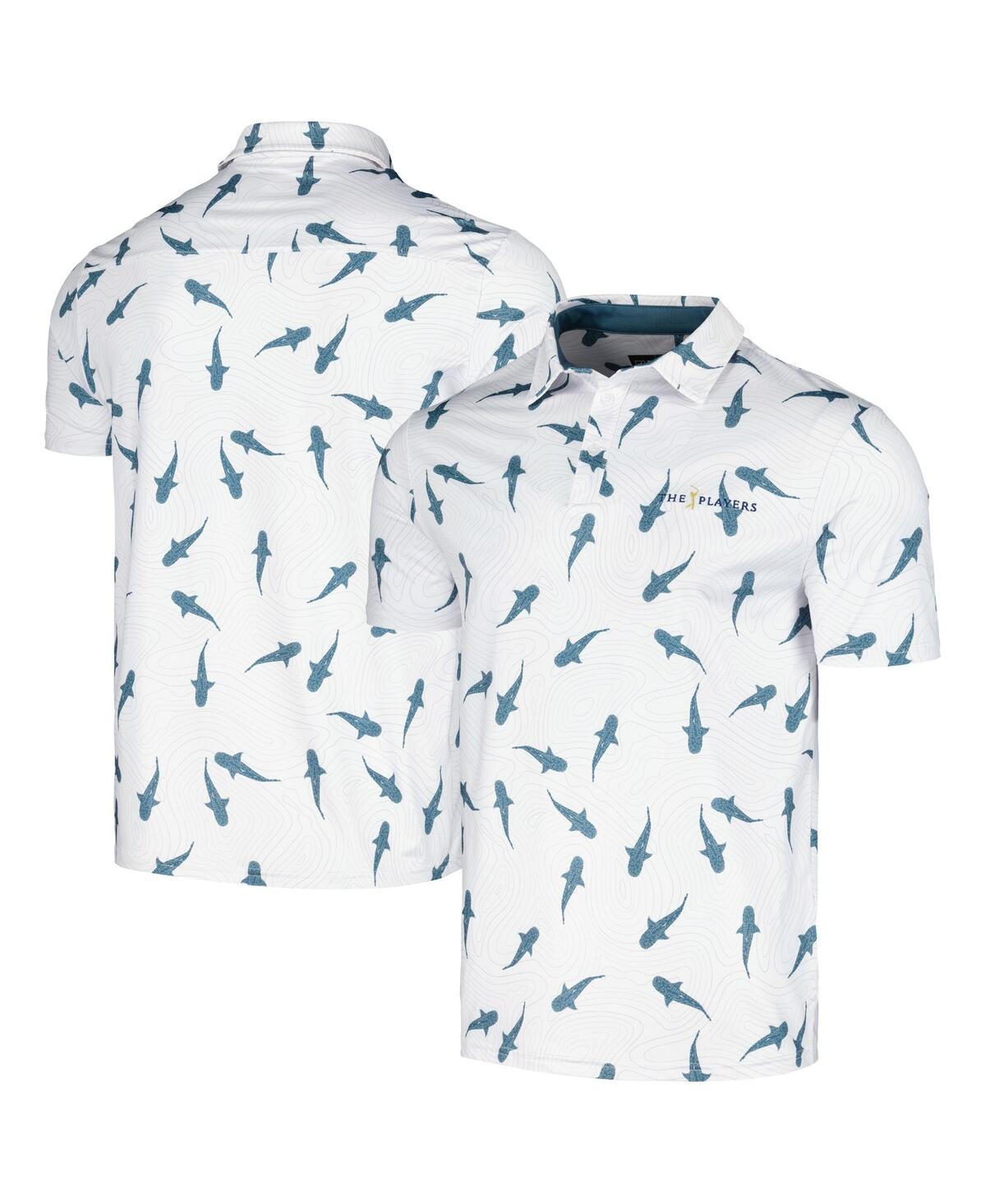 Men's Flomotion White The Players Shark Migration Polo Shirt - White
