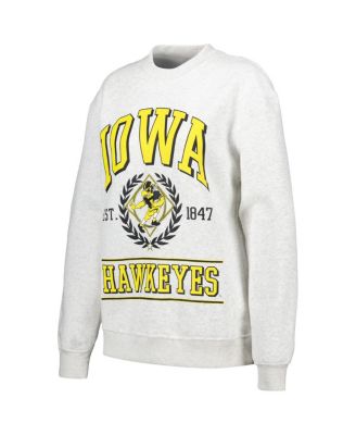 Women's Ash Iowa Hawkeyes Logo Pullover Sweatshirt
