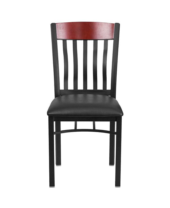 EMMA+OLIVER Vertical Back Metal Restaurant Dining Chair With Vinyl Seat