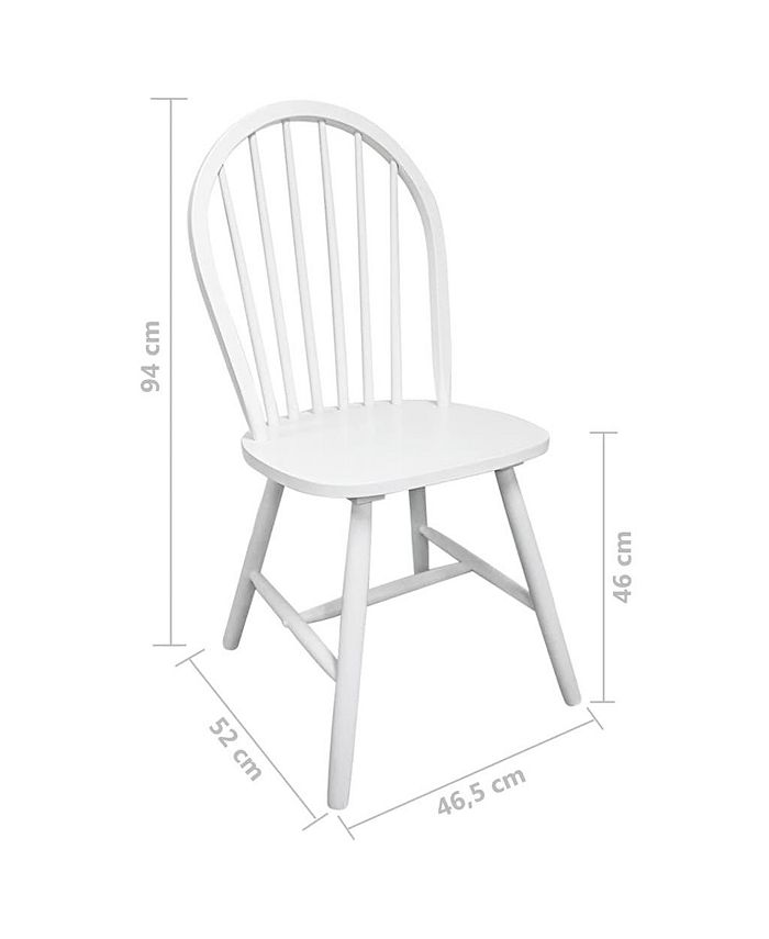 vidaXL Dining Chairs 4 pcs White Solid Rubber Wood Macy's