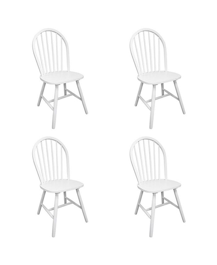 vidaXL Dining Chairs 4 pcs White Solid Rubber Wood Macy's