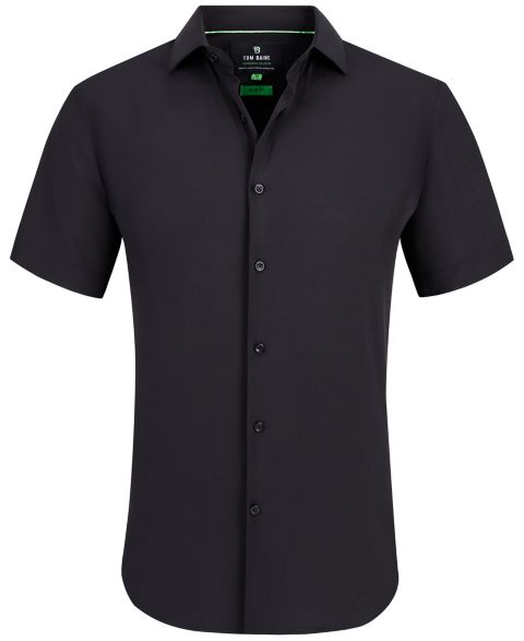 Мужская рубашка Tom Baine Slim Fit Short Sleeve Performance Button Down Dress Shirt, цвет: Чёрный