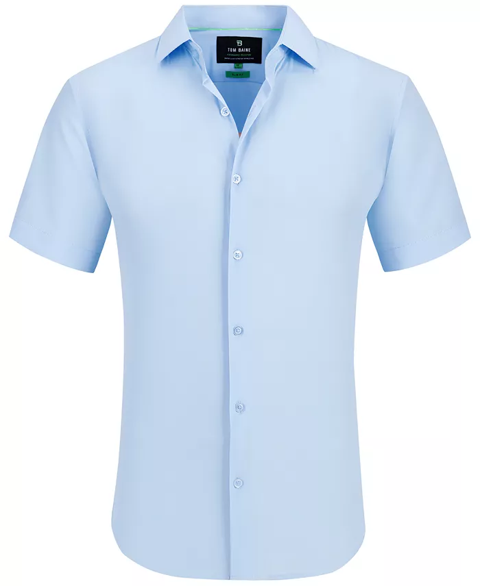 Men's Slim Fit Short Sleeve Performance Button Down Dress Shirt - thumbnail 7