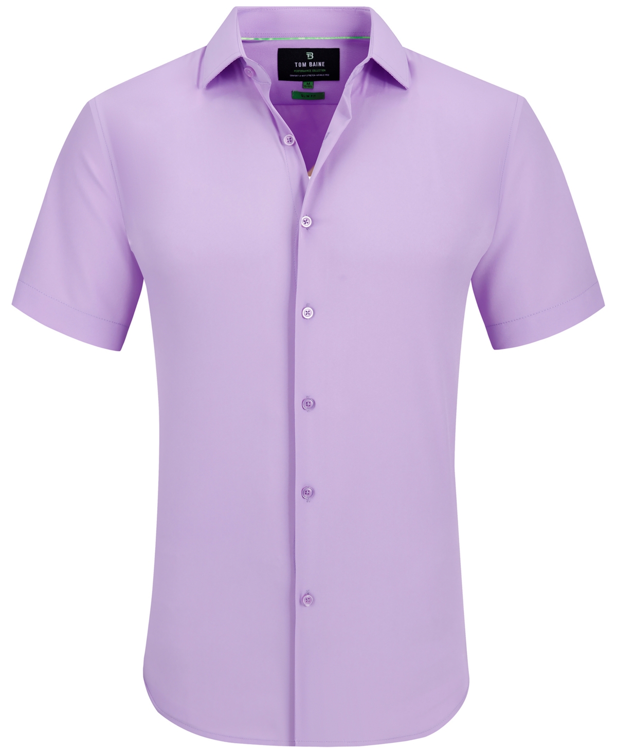 Men's Slim Fit Short Sleeve Performance Button Down Dress Shirt - Purple