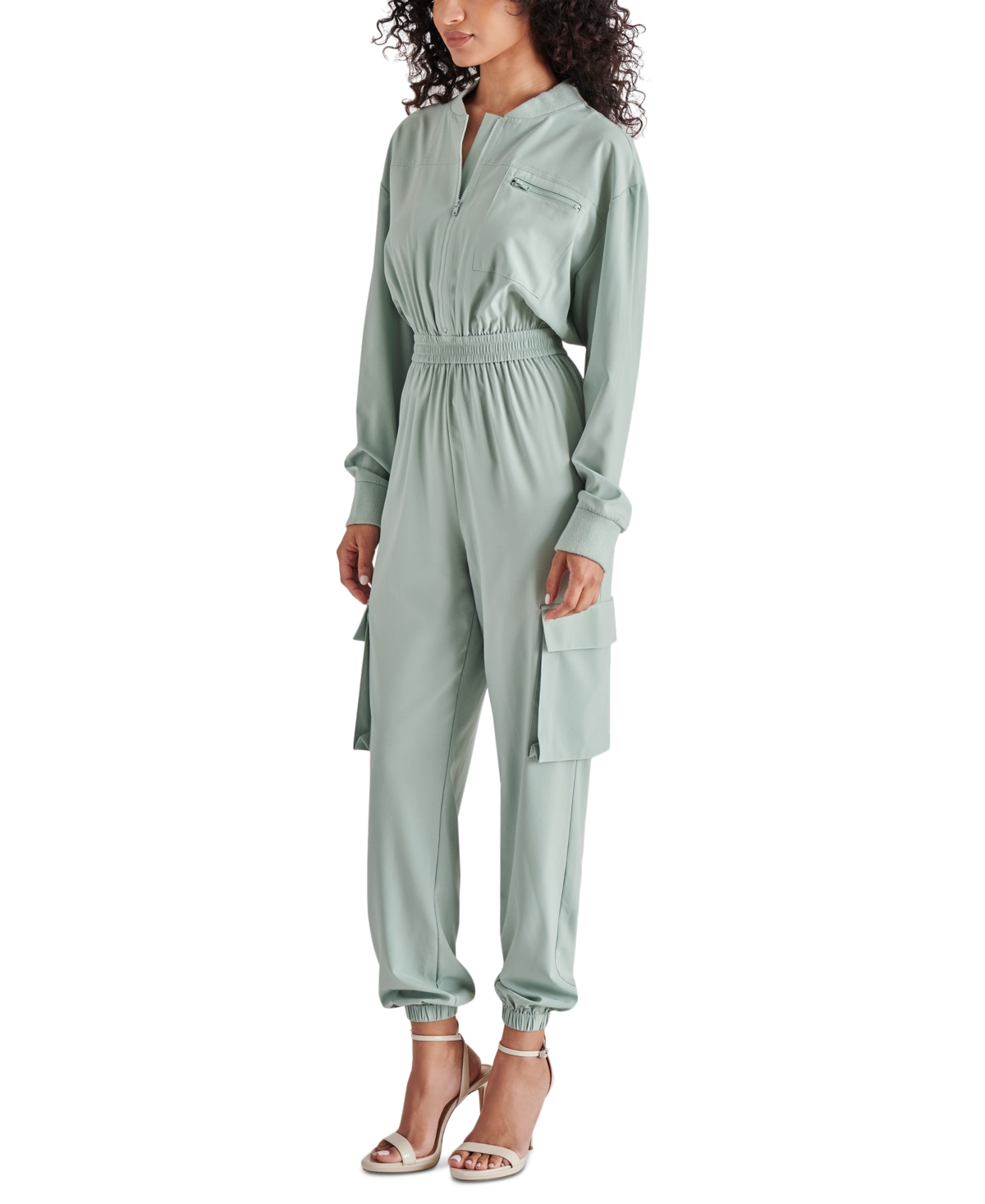Shop Steve Madden Women's Alena Long-sleeve Jumpsuit In Misty Jade