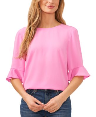 (取寄) シーシー レディース 3/4 スリーブ ラッフルド V-ネック ブラウザ CeCe women 3/4 Sleeve Ruffled V-Neck Blouse Rich Black CeCe Women's 3/4 Sleeve Ruffled V-Neck Blouse, Blue Air at