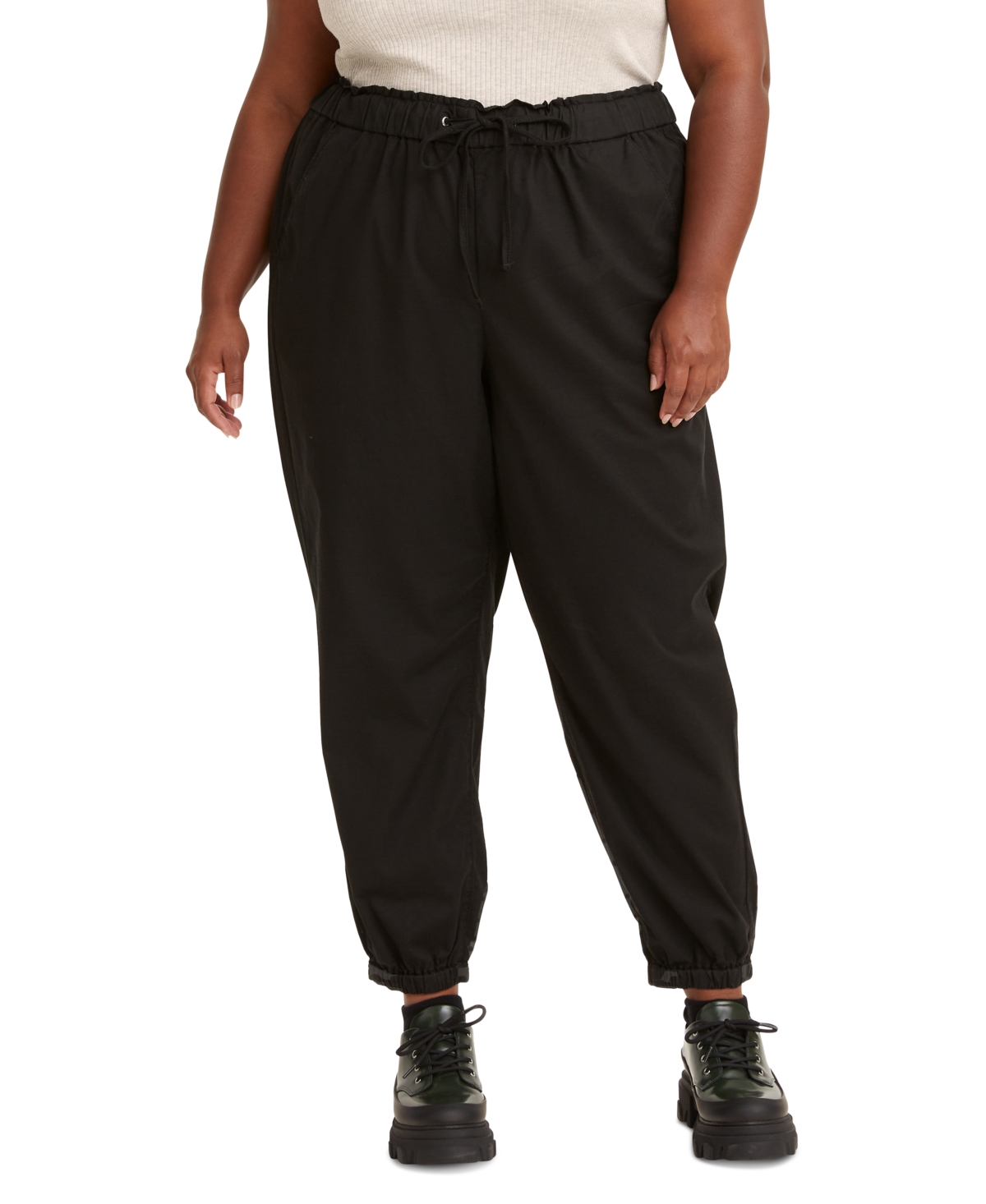 Shop Levi's Plus Size Off-duty High Rise Relaxed Jogger Pants In Black