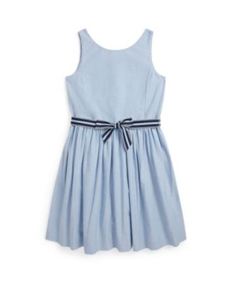 폴로 랄프로렌 Polo Ralph Lauren Big Girls Cotton Oxford Dress,Blue Hyacinth