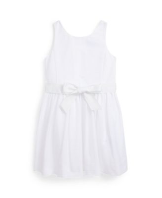 폴로 랄프로렌 Polo Ralph Lauren Toddler and Little Girls Ottoman-Ribbed Cotton Dress,White
