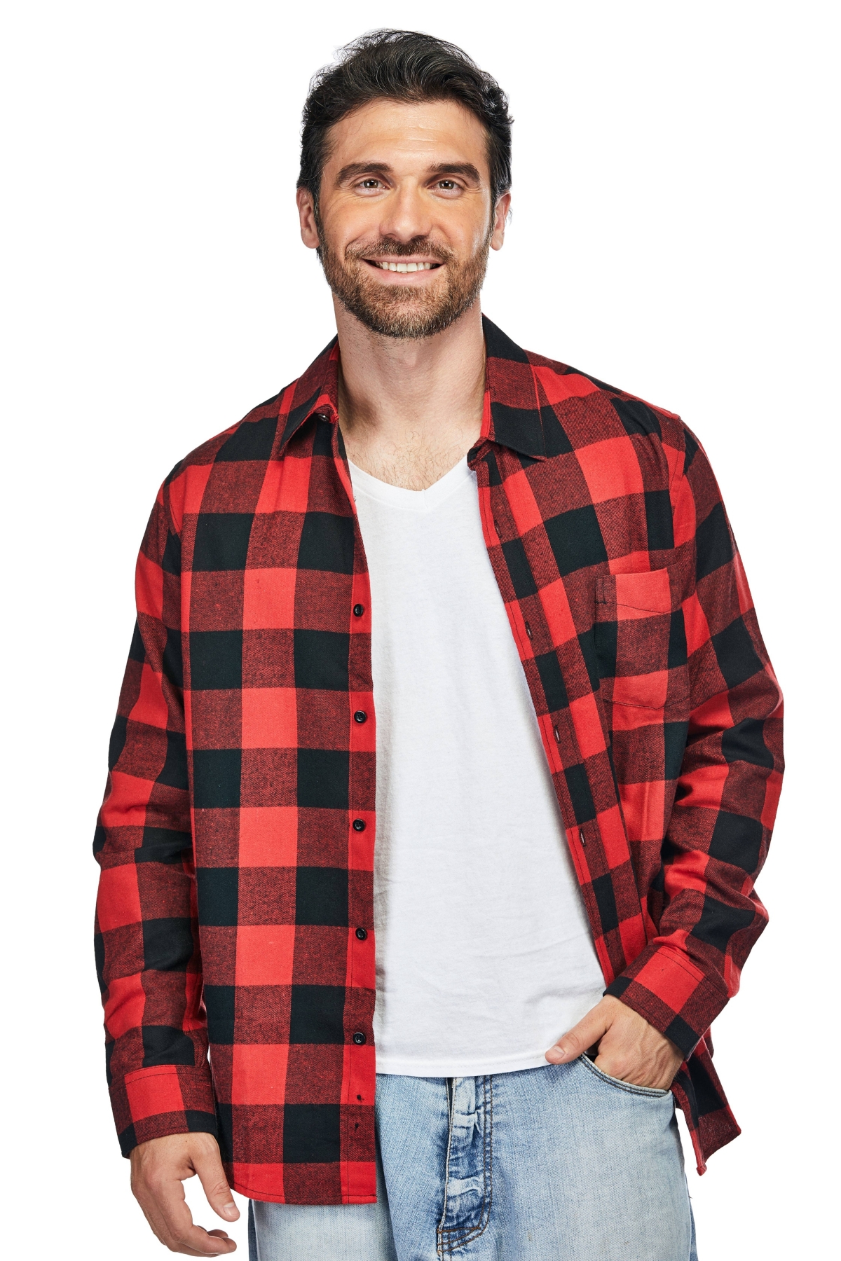 Men's Button Down Classic Fit Flannel Shirt - Navy green