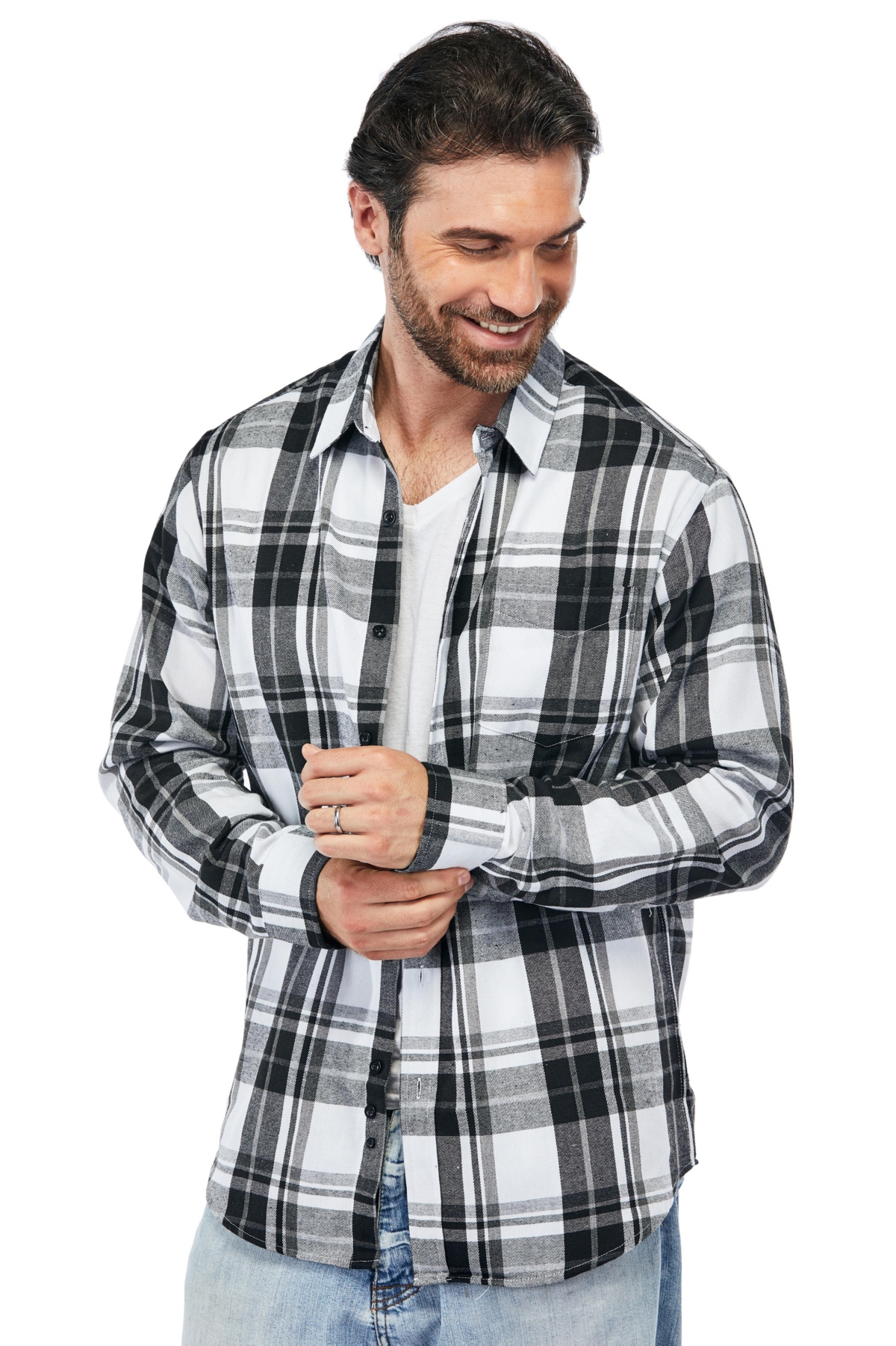 Men's Button Down Classic Fit Flannel Shirt - Navy green