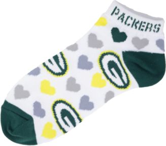 For Bare Feet Women's Green Bay Packers Heart Logo Repeat Socks - Macy's