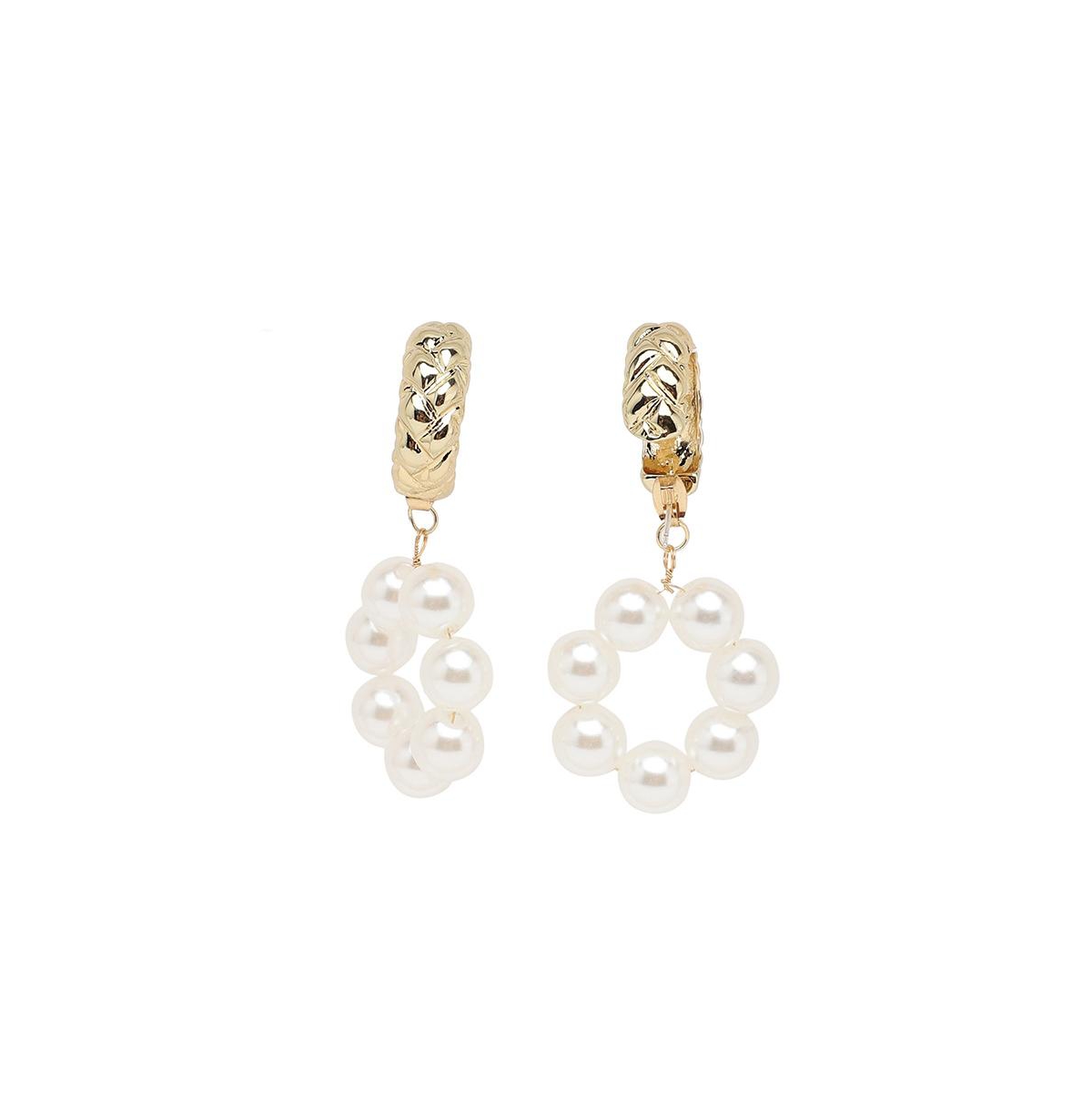 Women's White Circular Drop Earrings - White