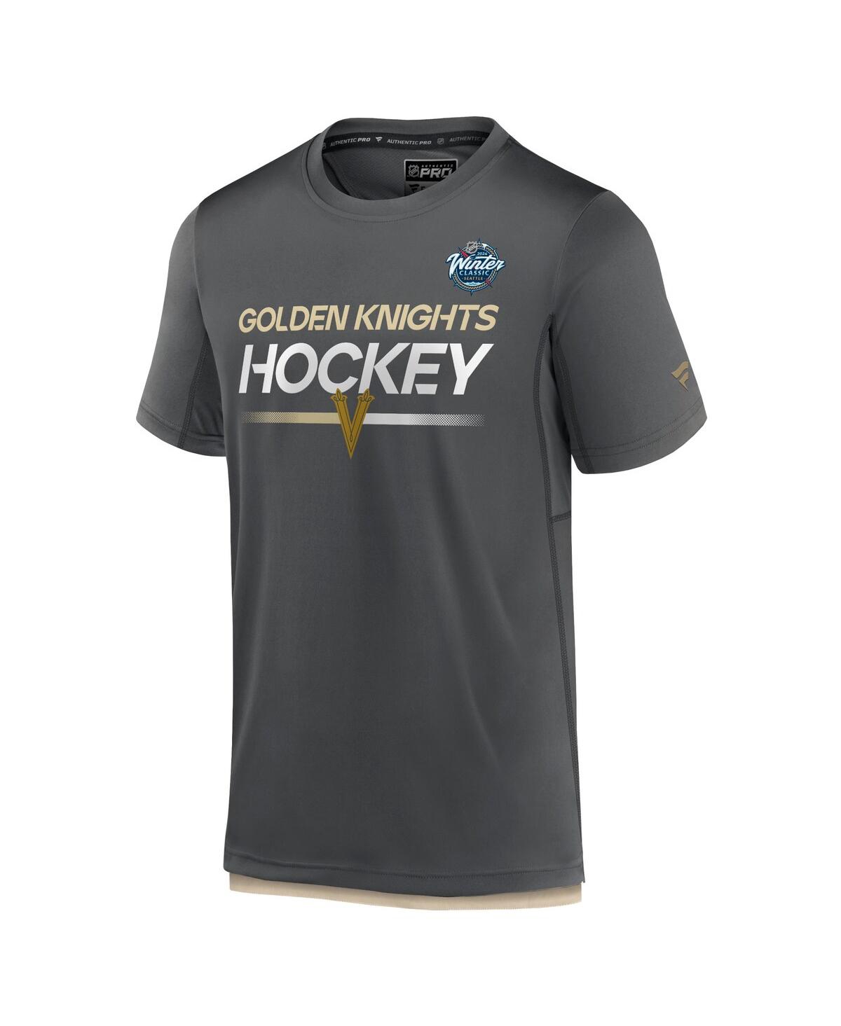 Fanatics Branded Charcoal Vegas Golden Knights 2024 Nhl Winter Classic Authentic Pro Tech T-shirt In Charcoal
