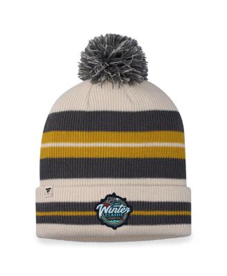 Men's Vegas Golden Knights Charcoal, Cream 2024 NHL Winter Classic Cuffed Knit Hat with Pom