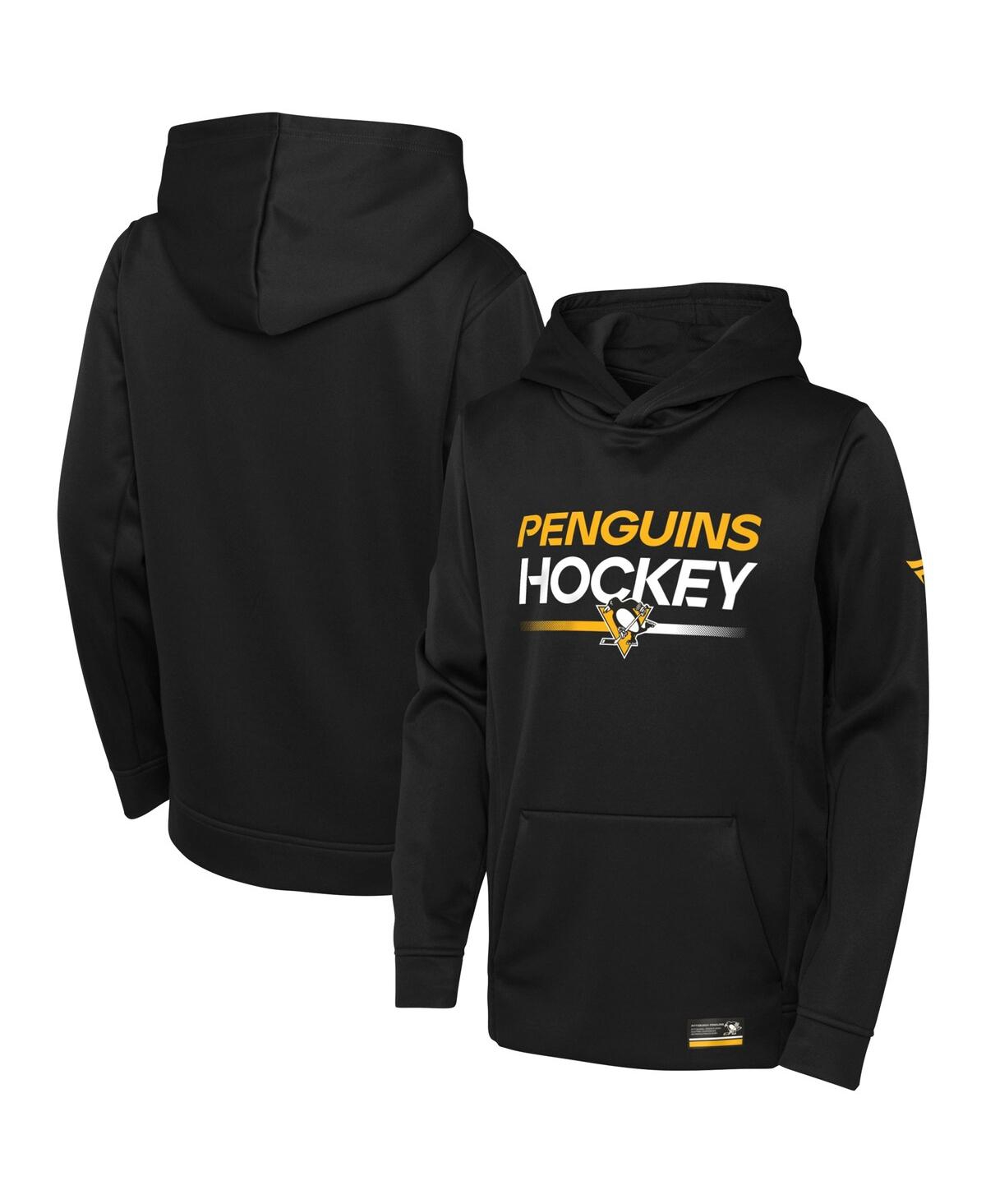 Shop Fanatics Big Boys  Black Pittsburgh Penguins Authentic Pro Pullover Hoodie