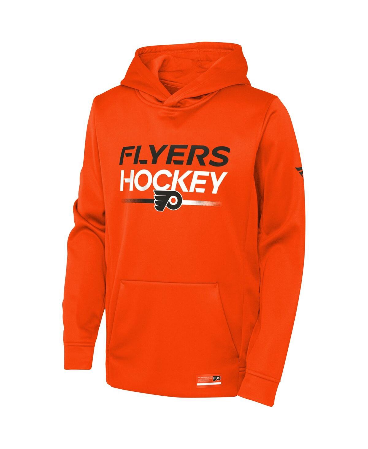 Shop Fanatics Big Boys  Orange Philadelphia Flyers Authentic Pro Pullover Hoodie