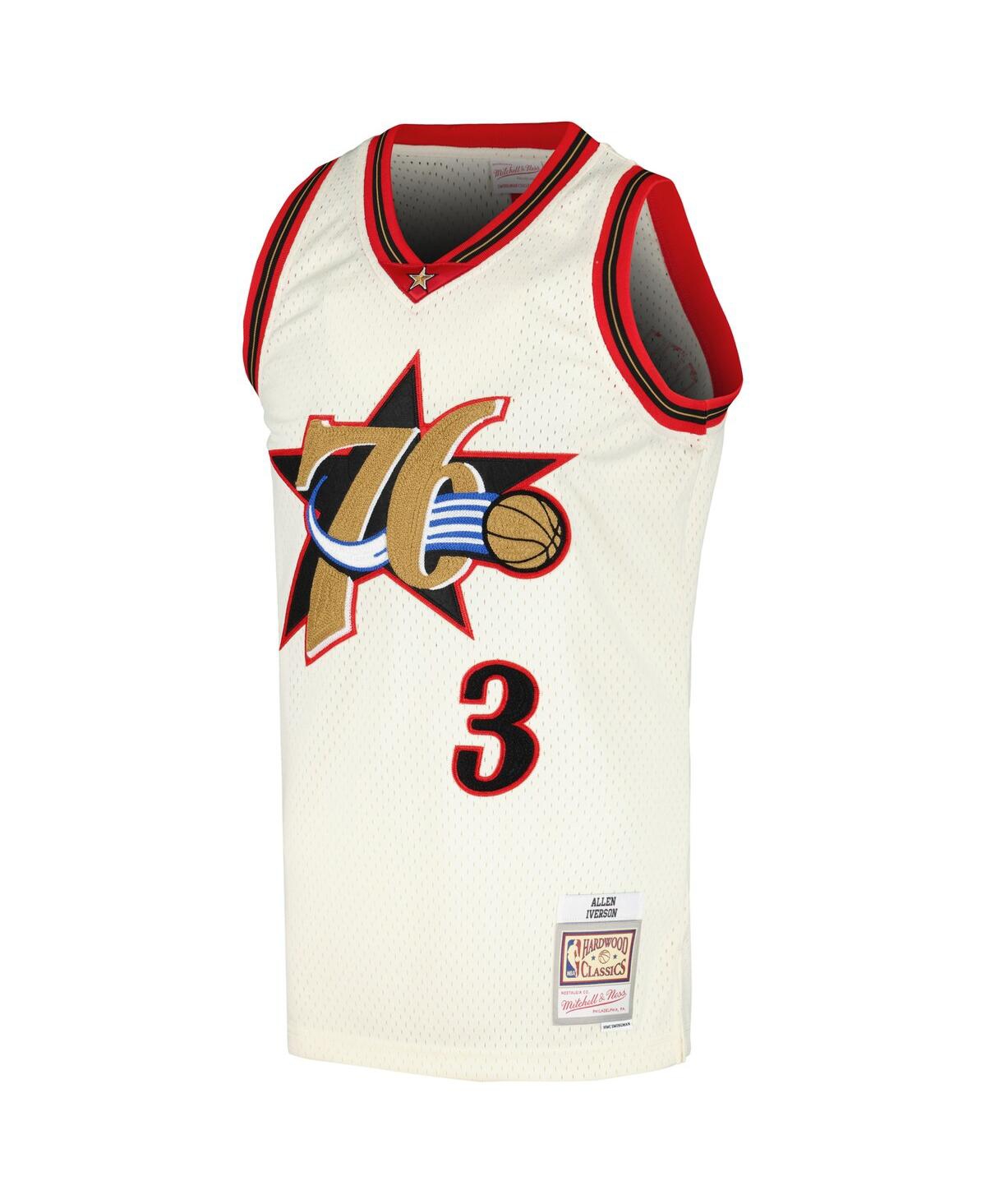 Men's Mitchell & Ness Allen IversonPhiladelphia 76ers Chainstitch Swingman Jersey - Cream