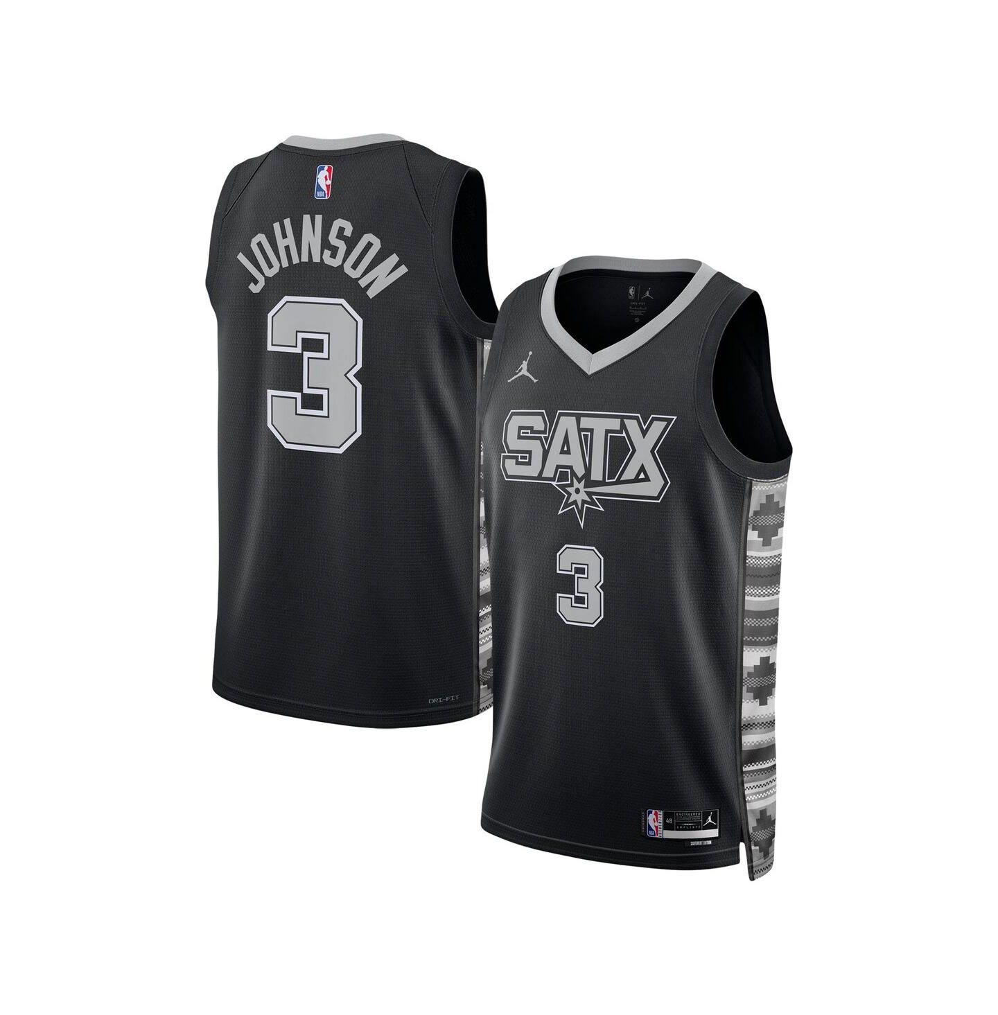 Топ Jordan Keldon Johnson Black San Antonio Spurs Swingman Jersey - Statement Edition — фото 1