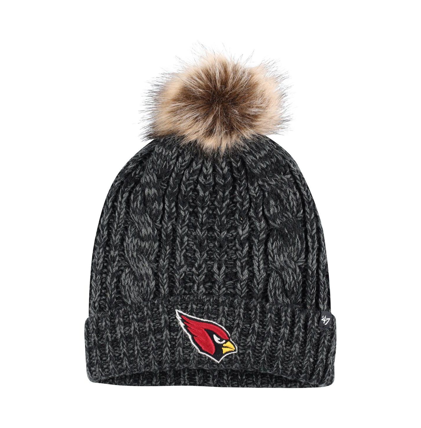Женская шапка '47 Brand Black Arizona Cardinals Logo Meeko Cuffed Knit Hat with Pom — фото 1