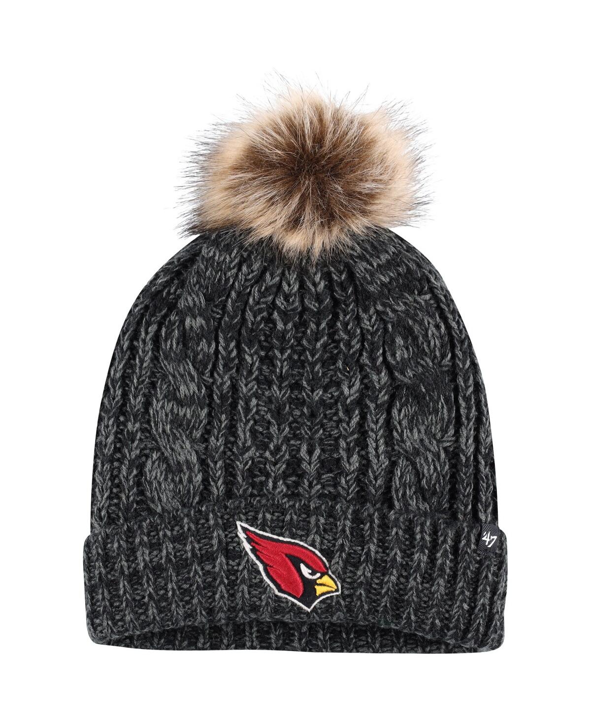 47 Brand Women's ' Black Arizona Cardinals Logo Meeko Cuffed Knit Hat With Pom