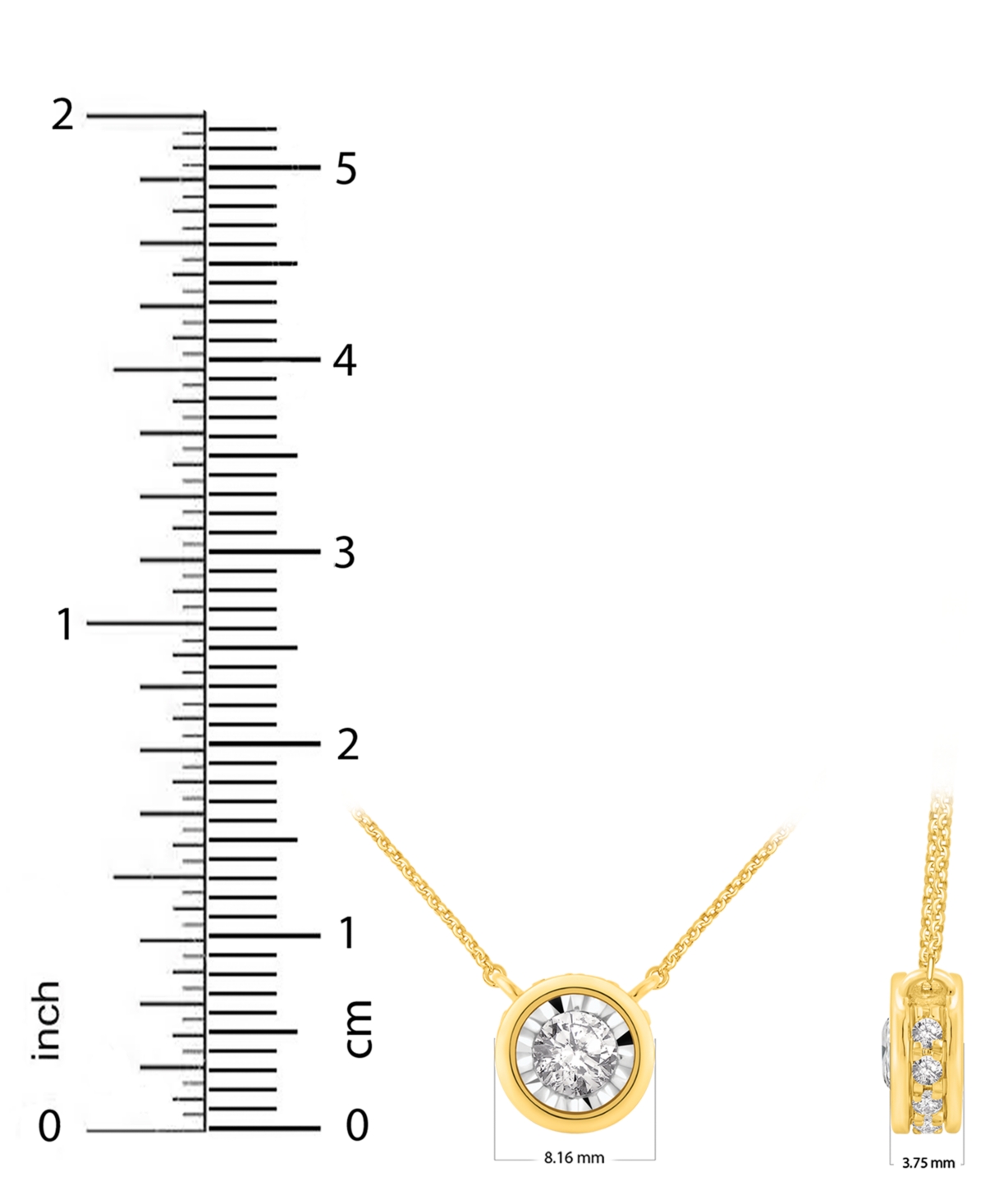 Diamond Miracle Plate Bezel Pendant Necklace (1/2 ct. t.w.) in 14k Gold, + extender in 14k Two-Tone Gold
