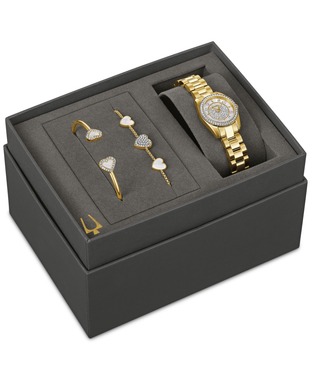 Bulova Women's Classic Crystal Gold-tone Stainless Steel Bracelet Watch 24mm Gift Set