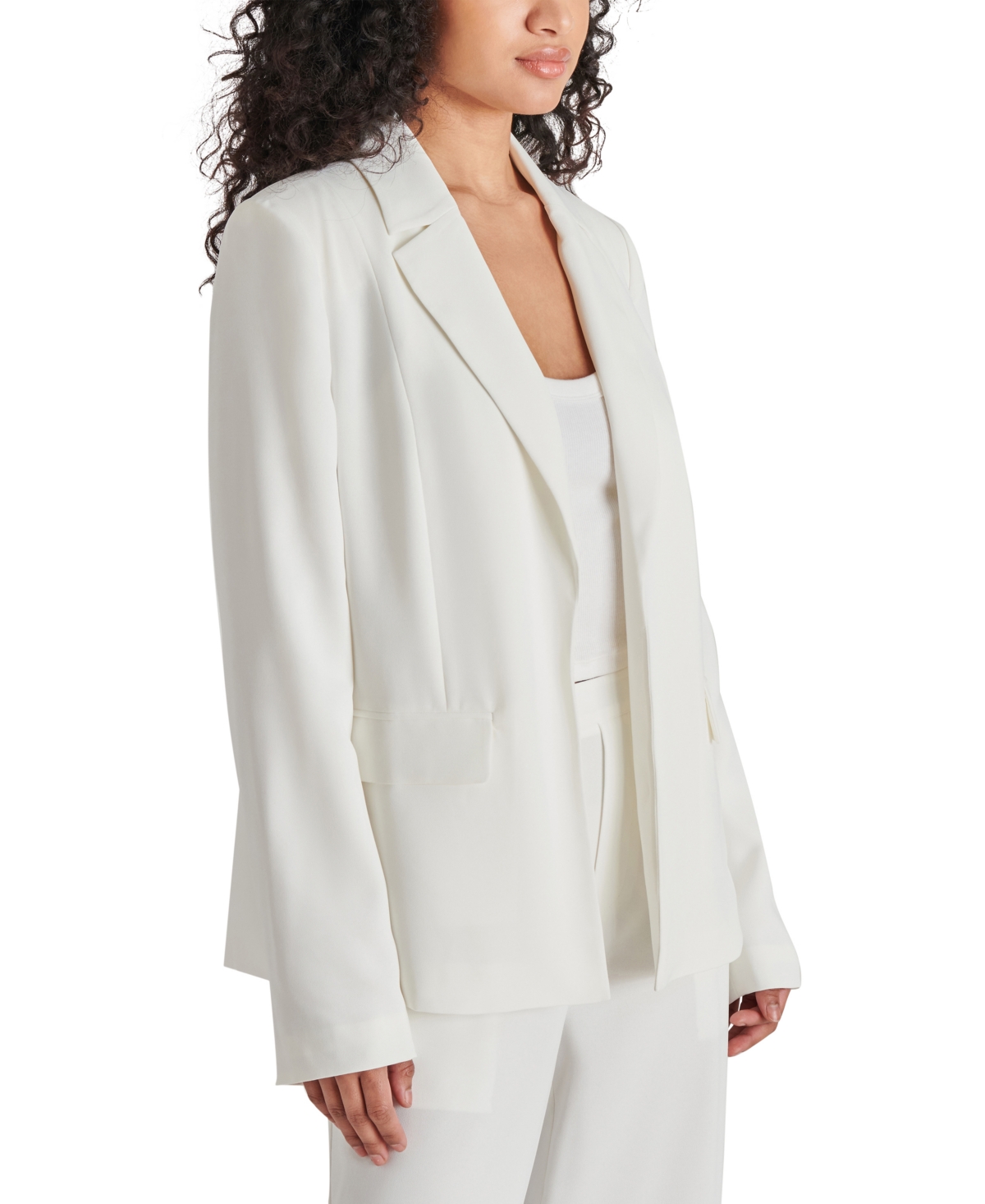 Steve Madden Women's Payton Open-front Long-sleeve Blazer In Optic White