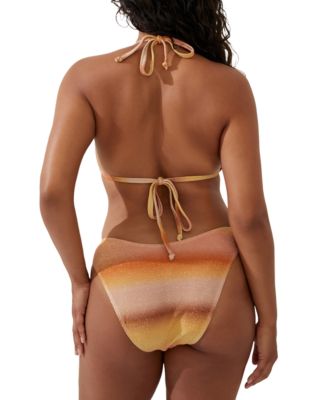 Shop Cotton On Womens Slider Triangle Bikini Top Bottom In Sierra Ombre Sunrise Metallic