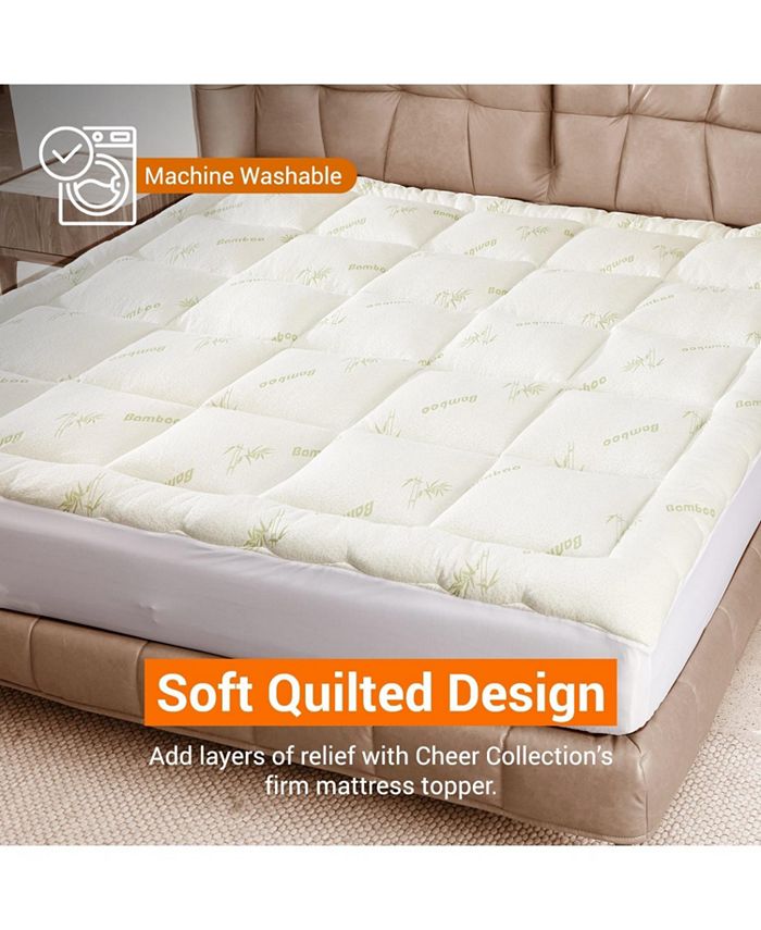 Cheer Collection Rayon from Bamboo Mattress Topper Filled with Shredded Memory Foam Cooling