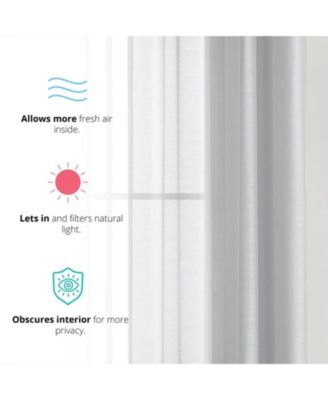 2 Piece Semi Sheer Voile Window Curtain Drapes Grommet Panels for Bedroom, Living Room & Kids Room