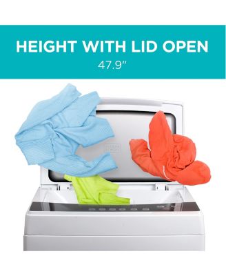 BLACK+DECKER Small Portable Washer, Portable Washer 1.7 Cu. Ft. with 6 Cycles, Transparent Lid